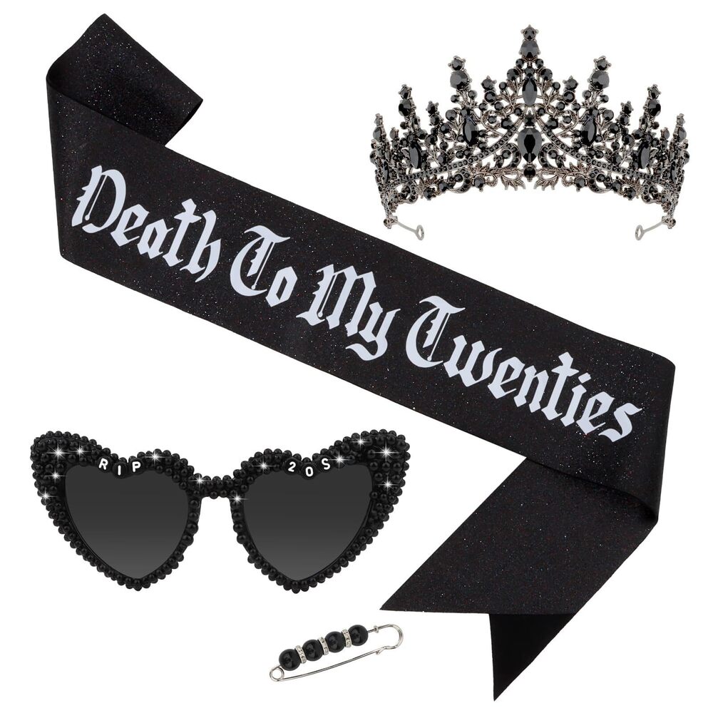 9791 Death To My 20s Decorations 3 Pcs, 30th Birthday Sash Rip